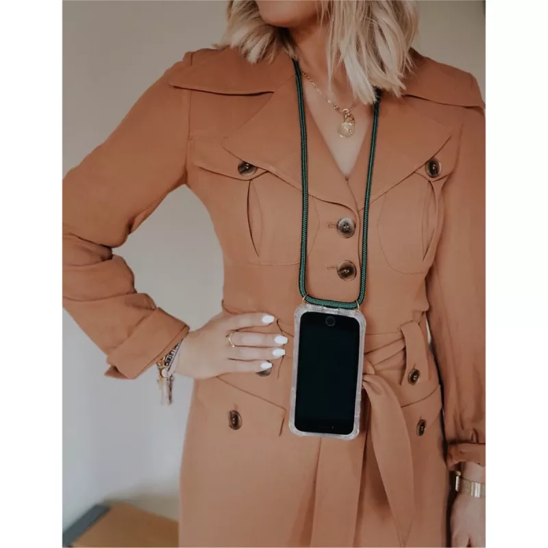 Capa com colar para telefone Lookabe para iPhone X / Xs — dourado com fita verde
