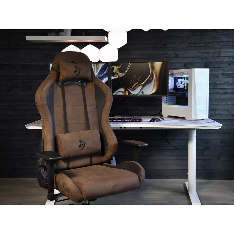 Cadeira gaming Arozzi Torretta SuperSoft – ergonómica castanha, design de suporte