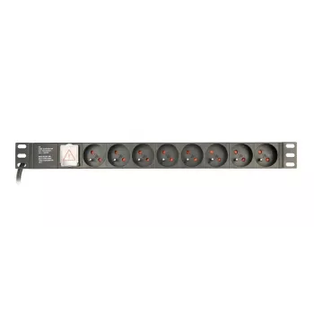 Unidade de distribuição de energia Gembird EG-PDU-014-FC14, 8 tomadas AC, entrada C14, cabo de 3 m, caixa de alumínio 1U, 10 A, 3680 W