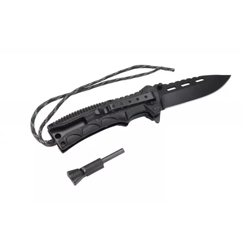 Faca de sobrevivência AZYMUT Survival Fire Starter — faca de camping de lâmina fixa com pedra de fogo integrada
