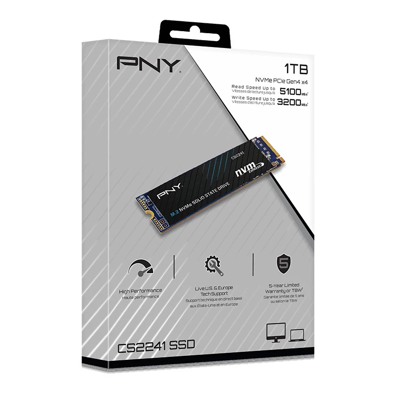 SSD PNY CS2241 M.2 NVMe PCIe 4.0 1 TB – Leitura 5100 MB/s, Escrita 3200 MB/s