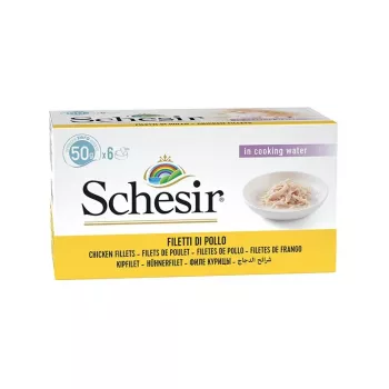 Filetes de frango em caldo SCHESIR - Comida húmida para gatos - 6x50g
