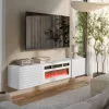 Móvel de TV Cama RTV TULA 183x35x37 branco mate + lareira branca