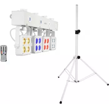 Conjunto de iluminação LED de palco EUROLITE KLS-180 branco com suportes de altifalante BS-2, branco