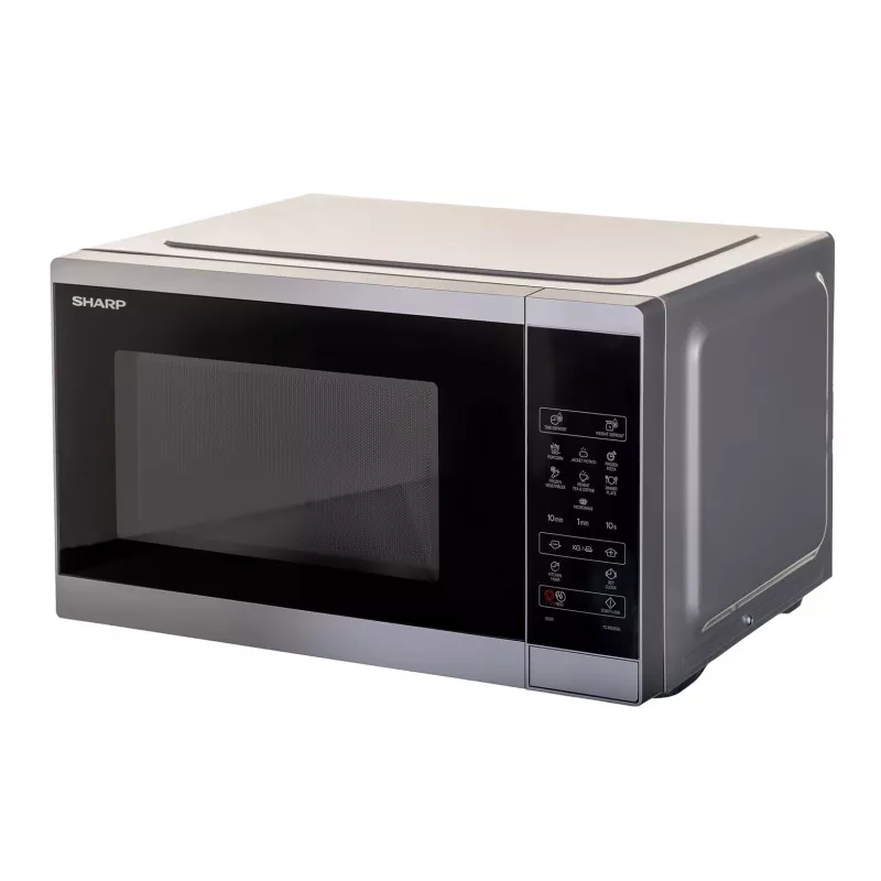 Micro-ondas Sharp YC-MS252AE-S, de bancada, 900 W, 25 L, 11 níveis de potência, controlo tátil, prateado