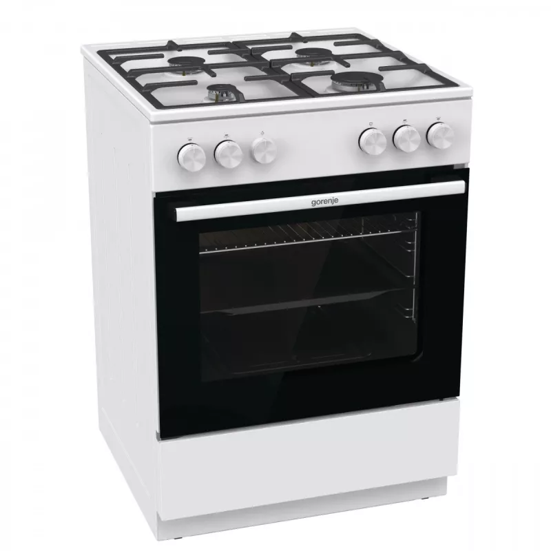 Fogão a gás independente Gorenje GG6A10WFFM, branco, placa de 4 bicos, forno a gás de 72 L, botões frontais