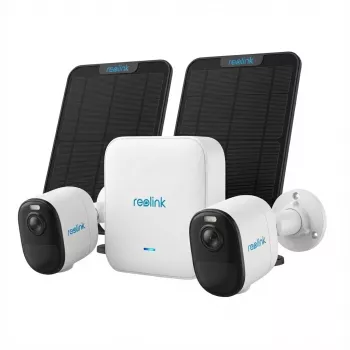 Conjunto de vigilância Reolink Hub 1 com 2 câmaras Argus B350 e 2 painéis solares