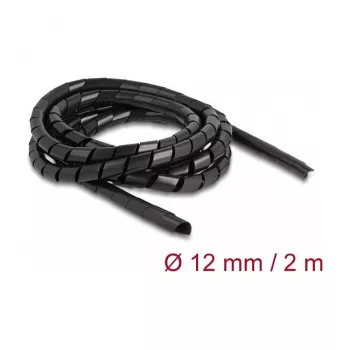Manga espiral flexível DeLOCK 2 m x 12 mm preto polietileno