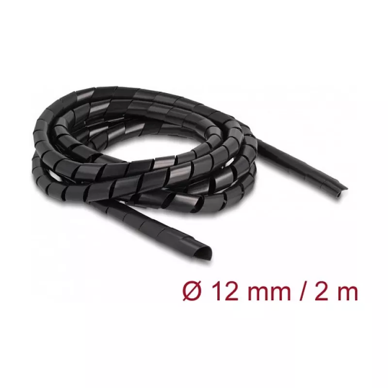 Manga espiral flexível DeLOCK 2 m x 12 mm preto polietileno