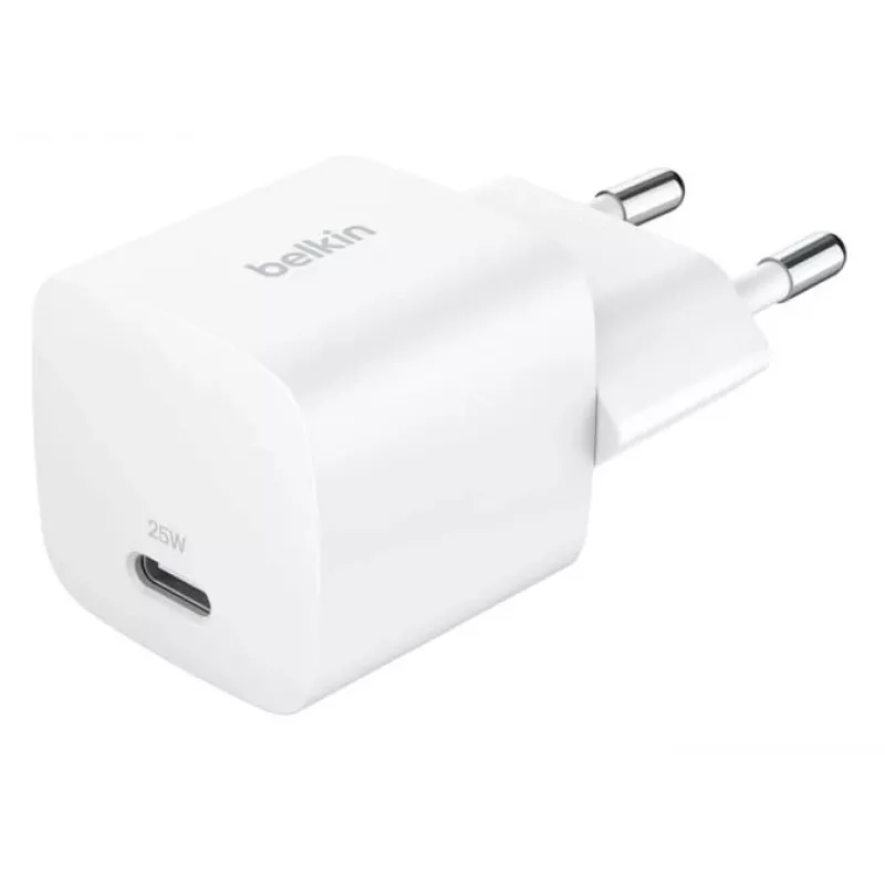 Carregador Belkin BoostCharge 25W USB-C PD (AC interior) branco — para consolas de jogos portáteis, smartphones, tablets