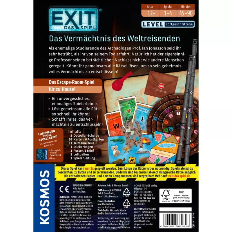 Jogo de cartas Kosmos EXIT viagem/aventura
