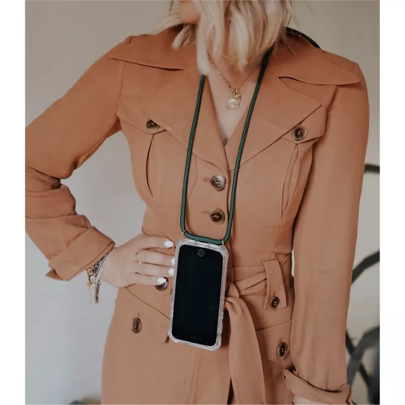 Colar para telefone Lookabe loo014 para iPhone XR – capa protetora dourada e verde com fita