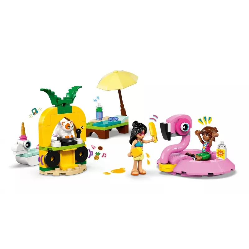 Brinquedo de construção LEGO Friends conjunto 42658 Festa na piscina com unicórnio e flamingo, figuras e acessórios