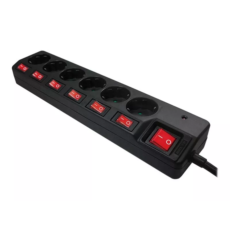 Extensão de energia LogiLink LPS233 1,5 m 6 tomadas AC interior preto