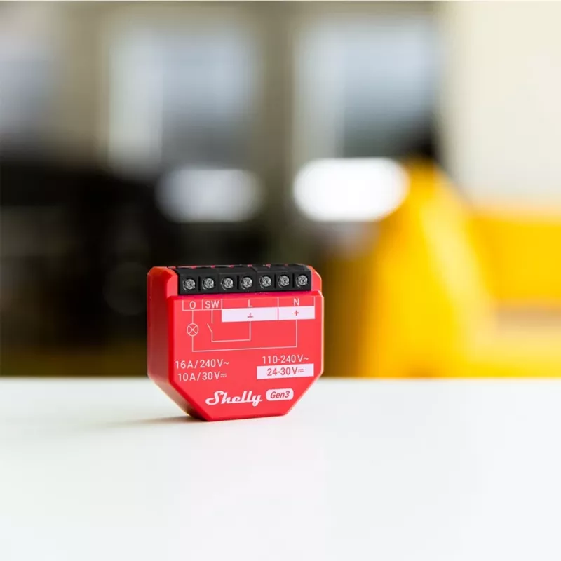 Shelly 1PM Gen3 relé Wi-Fi/Bluetooth, 16 A, com medição de potência
