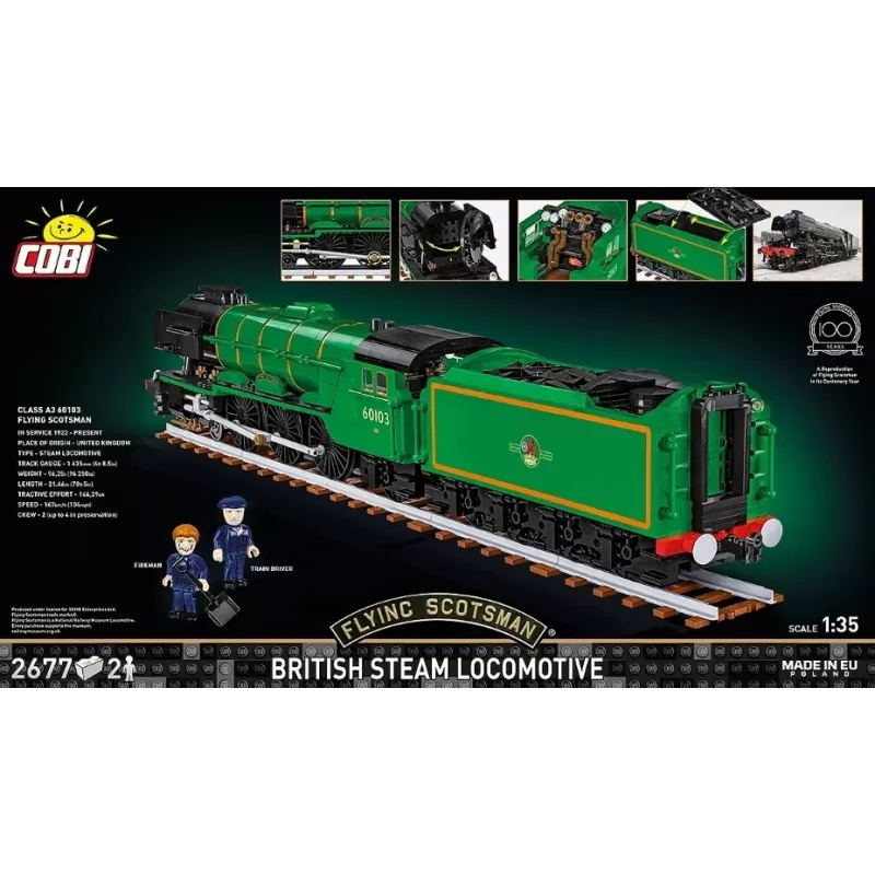 Cobi Flying Scotsman locomotiva a vapor britânica, conjunto de construção, 1:35, 2677 peças