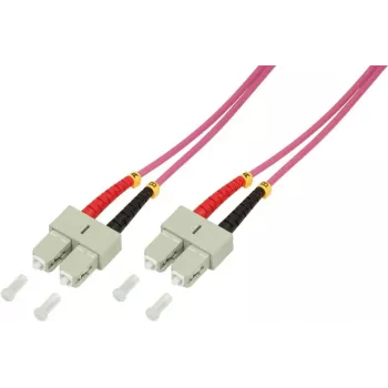 LogiLink - Cabo de ligação - SC Multimodo (M) para SC Multimodo (M) - 1 m - Fibra ótica - Duplex - 50/125 micrómetros - OM4 - isento de halogéneos - violeta urze