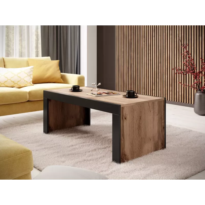 Mesa de centro Cama Meble MILA 120x60x50 cm tampo carvalho wotan, estrutura preta