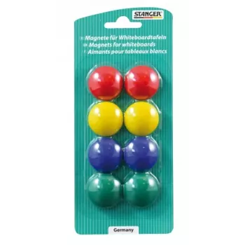 Ímanes para quadro branco Stanger modelo 73002 conjunto com 8 cores, pack de 8 marcadores redondos