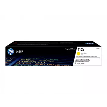 HP 117A Cartucho de toner laser original amarelo. Alcance do toner de cor: 700 páginas, cores de impressão: amarelo, quantidade por embalagem: 1 unid.
