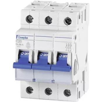 Disjuntor DOEPKE C10A DLS-6H-C10-3-6-KA 6kA 3 polos 400V característica C DLS-6H-C10-3-6-KA (09914291)