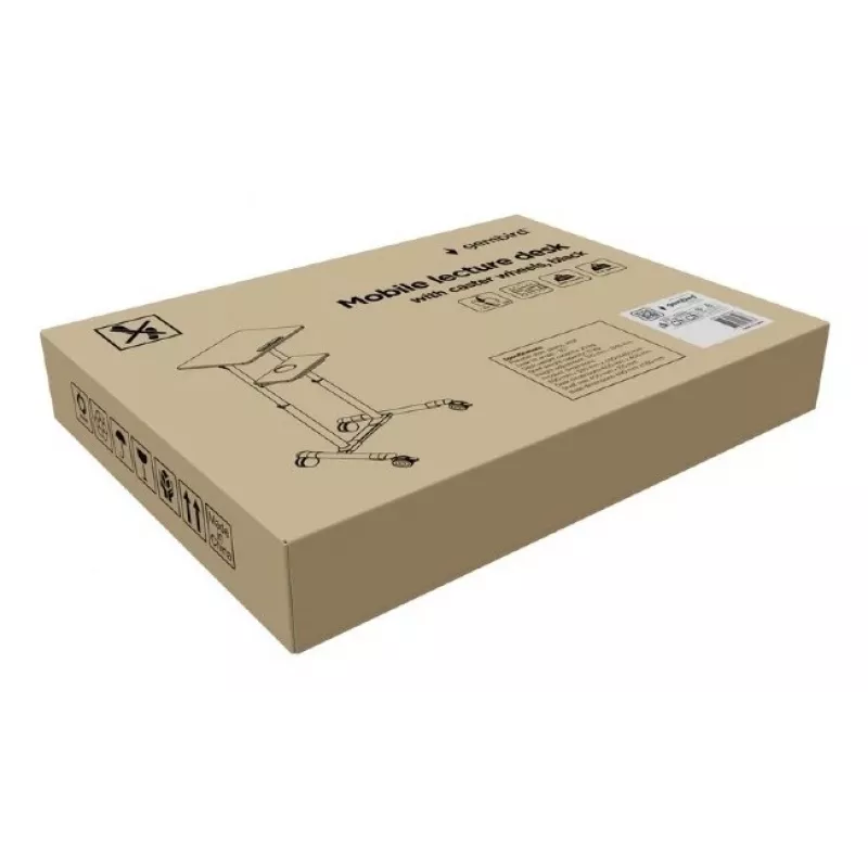 Gembird TVS-DESK-01-BK secretária de pé móvel com rodas, altura ajustável 111–134,5 cm, inclinação 30°, máx. 20 kg, preta