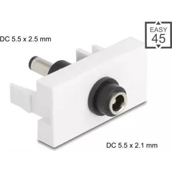 Adaptador de alimentação DC DELOCK Easy 45 Módulo 5,5 x 2,1 mm para 5,5 x 2,5 mm