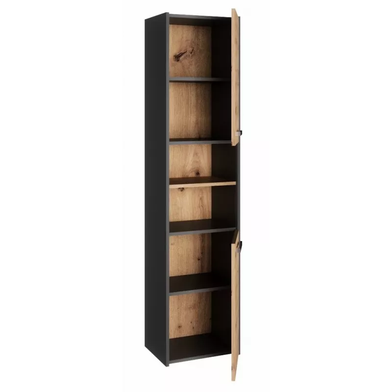 Armário alto para casa de banho top e shop S40 ANTHRACIT/ARTISAN, autónomo, 400×300×1700 mm, 6 prateleiras, 2 portas