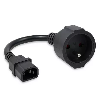 Adaptador de alimentação QOLTEC IEC 320 C14 para ficha francesa, cabo de 0,15 m