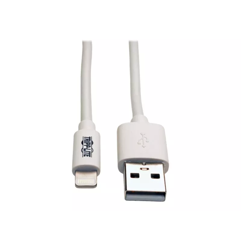 Cabo de sincronização/carregamento USB-A para Lightning Eaton Tripp Lite Series (M/M) - Certificado MFi, branco, 6 pés (1,8 m) - Cabo de dados/alimentação - USB macho para Lightning