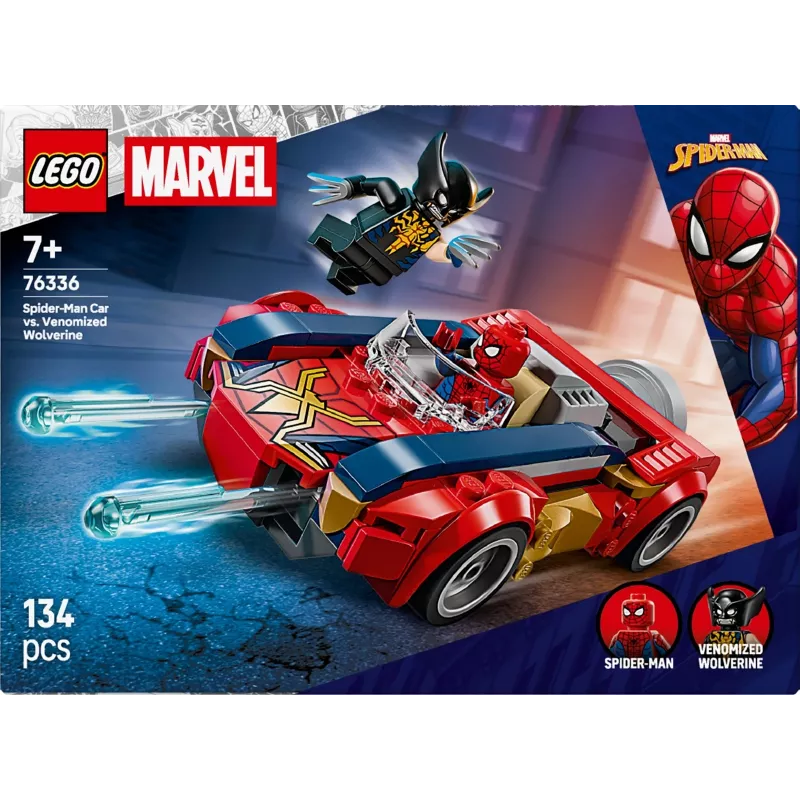 LEGO MARVEL 76336 Carro do Spider-Man vs. Wolverine venomizado