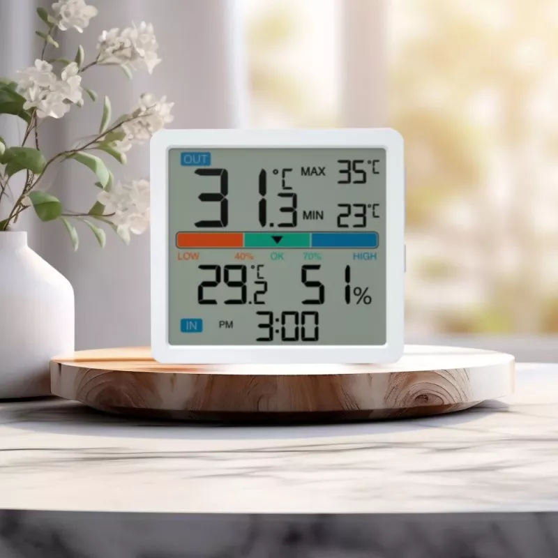 Manta MTO002W estação meteorológica com sensor externo, termómetro/higrómetro, relógio, branca