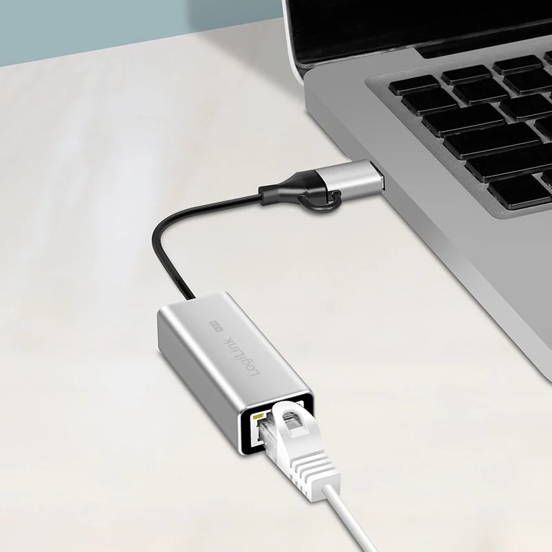 Adaptador USB-A/-C para Ethernet 2,5G, cinzento