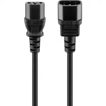 Extensão de cabo de alimentação Goobay Wentronic, 1 m, preto – ficha C14 (ligação de aparelho) > conector fêmea C13 (ligação de aparelho) (95125)