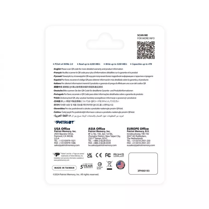 Unidade de estado sólido PATRIOT P400 V4 4 TB M.2 NVMe (4000 GB, M.2, preto)