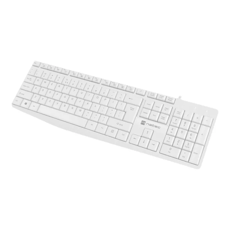 Teclado completo com fios NATEC NAUTILUS NKL-1951, 105 teclas, US International QWERTY, branco, USB, 1,8 m