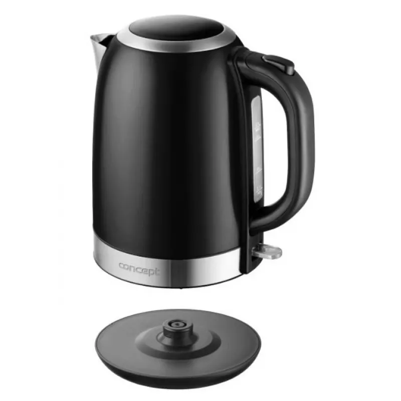 Chaleira elétrica Concept Solution RK3245 — 1,7 l, 2200 W, aço inoxidável, preto