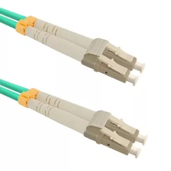 Qoltec - Cabo de patch - LC/UPC Multimode (M) para LC/UPC Multimode (M) - 1 m - Fibra ótica - Duplex - 50/125 micrómetros - OM3 - isento de halogéneos