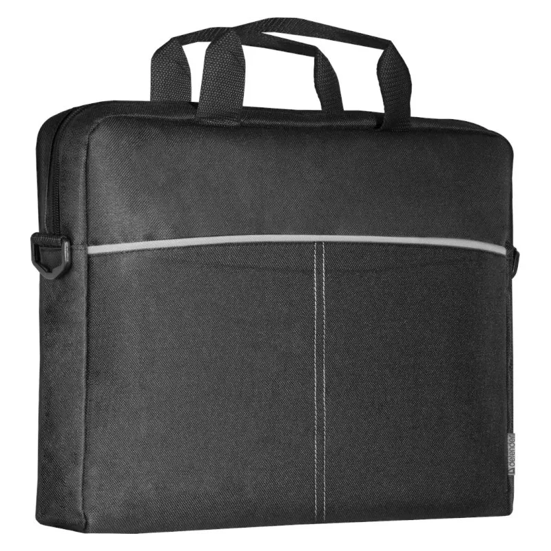 Mala para portátil DEFENDER Lite 39,6 cm (15,6 polegadas) preto/cinzento, poliéster, fecho de correr, pega de transporte, alça removível