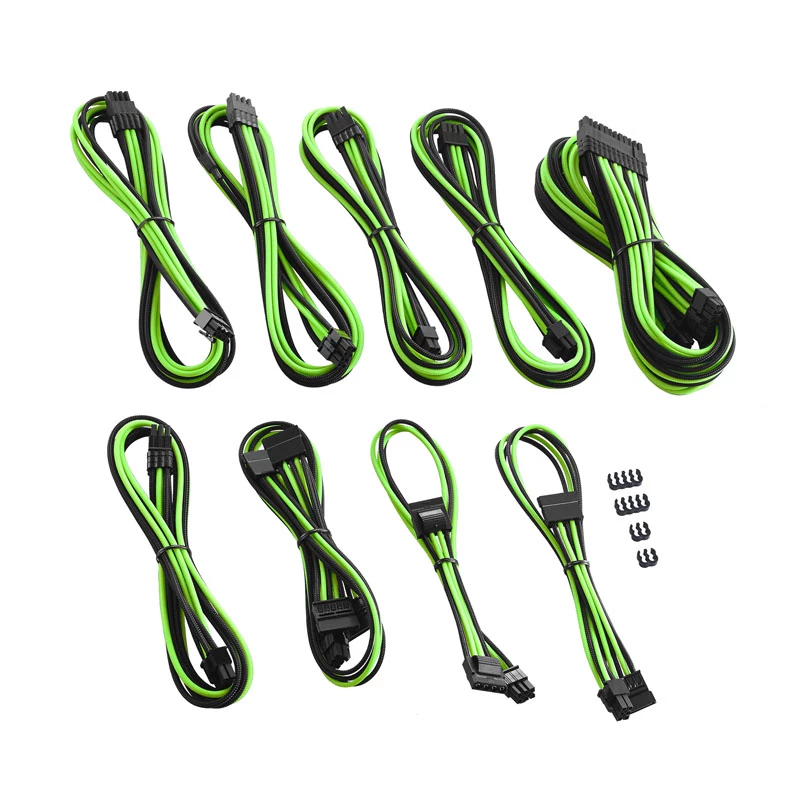 Conjunto de cabos CableMod C-Series PRO ModMesh para Corsair AXi/HXi/RM (etiqueta amarela) - preto/verde-claro