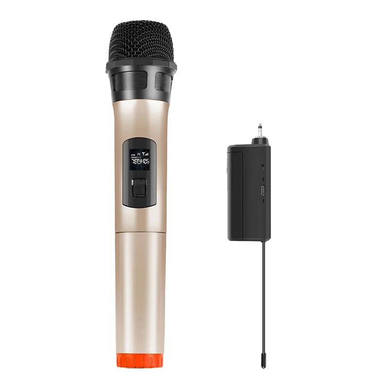 Microfone dinâmico sem fios UHF PU628J com ecrã LED (dourado)