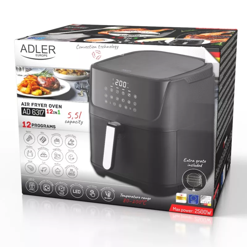 Fritadeira de ar quente - 12 programas 5,5 L Adler