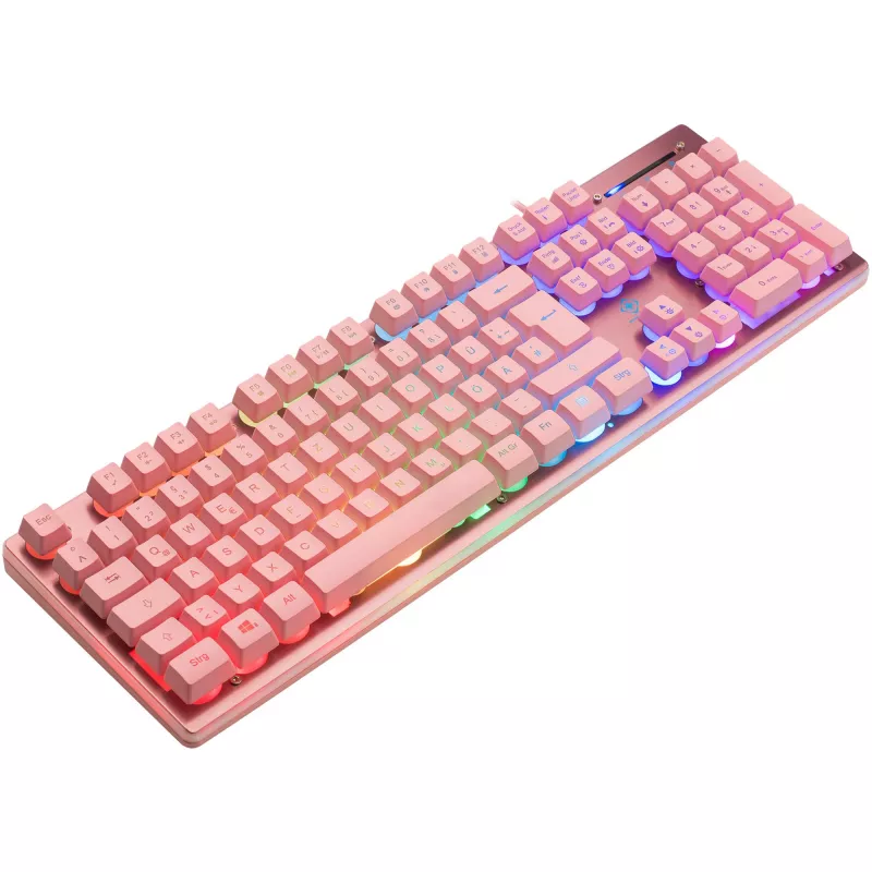 Deltaco GAM-021-RGB-P-DE - tamanho completo (100%) - USB - interruptores de membrana - QWERTZ - rosa