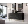 Cama Meble JUNGLE cómoda 152x40,5x74,5 cm, preto mate com pés dourados