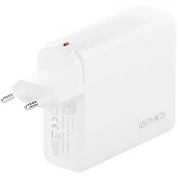 Carregador rápido de interior 4smarts 545200 — 200 W, 4× USB-C, 100–240 V, cabo de 1,5 m, branco