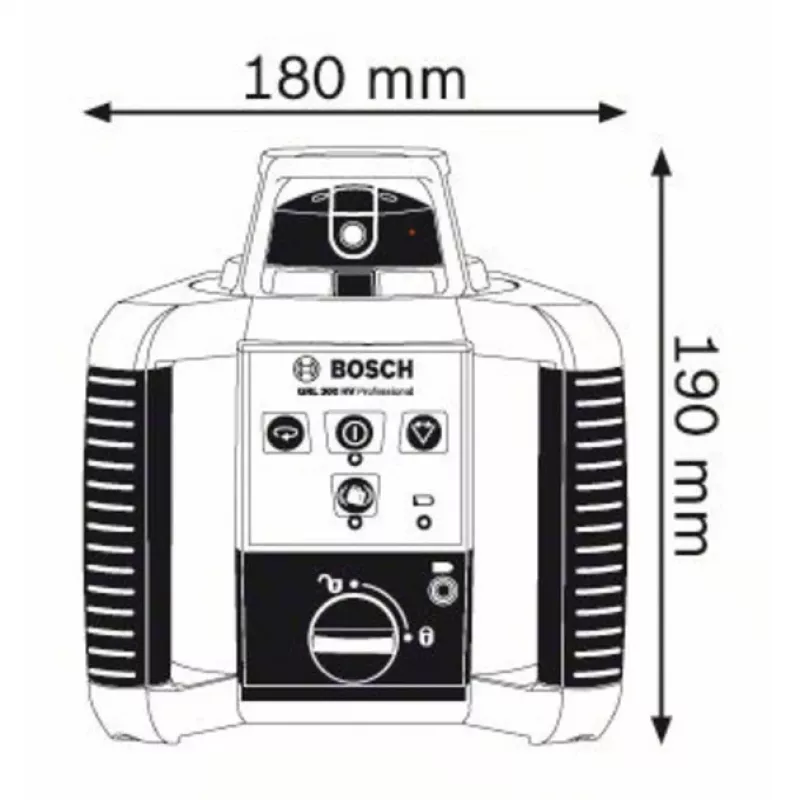 Laser rotativo GRL 300 HV Professional azul/preto, linha laser vermelha e ponto de prumo, com suporte WM 4 e recetor laser LR 1, em mala