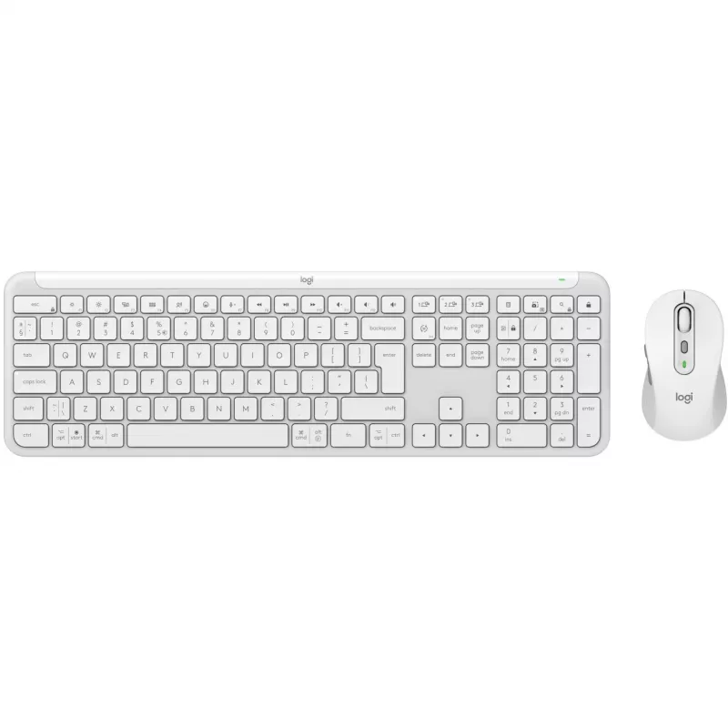 Logitech Signature Slim Combo MK950 - conjunto teclado-rato - 100% tamanho completo - sem fios - Bluetooth 5.1 LE - QWERTY - US International - branco sujo (920-012491)