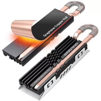 Dissipador de calor com heatpipe GrauGear SSD M.2 NVMe 2280 grafeno-cobre (G-M2HS07-GC)