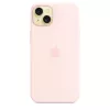 Capa de silicone com MagSafe para iPhone 15 Plus – Rosa-claro