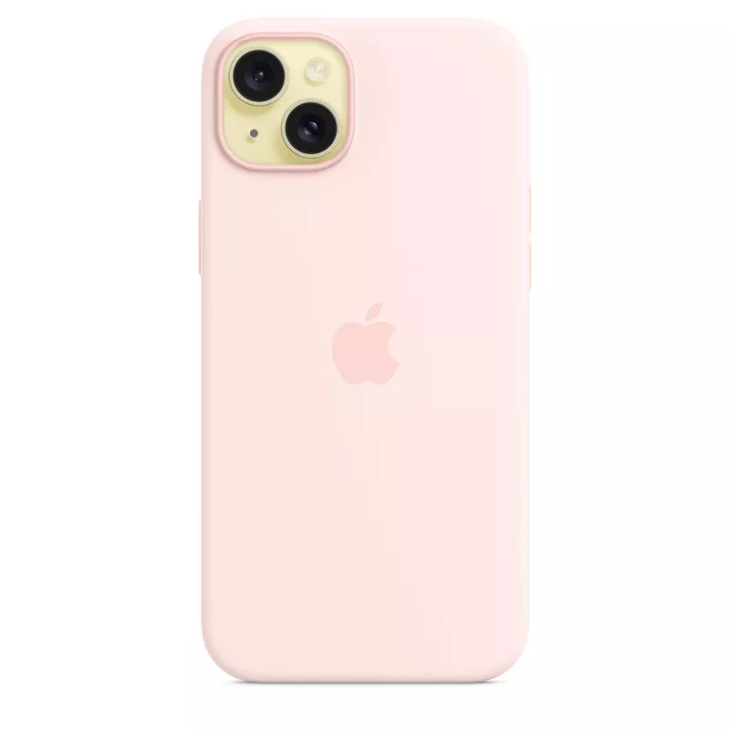 Capa de silicone com MagSafe para iPhone 15 Plus – Rosa-claro